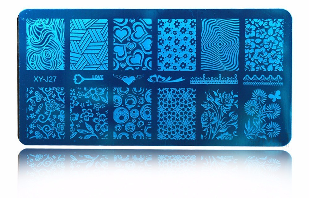 Flowers Heart Seamless Pattern Lace Pattern Nail Metal Stamping Plate