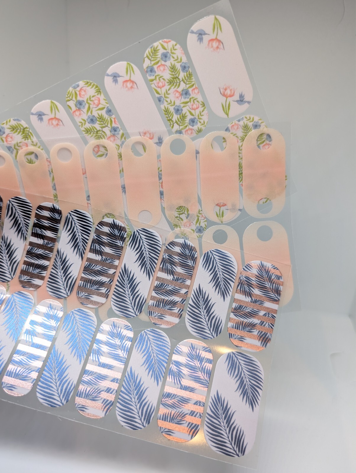 Jamberry Nail Wraps Full Sheets – Indigo Beige Blush Floral Lot of 5