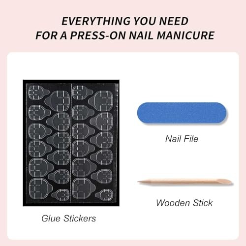 Polka Dot Press on Nails Fake Nails Summer Blue Nails Short Almond Style-23