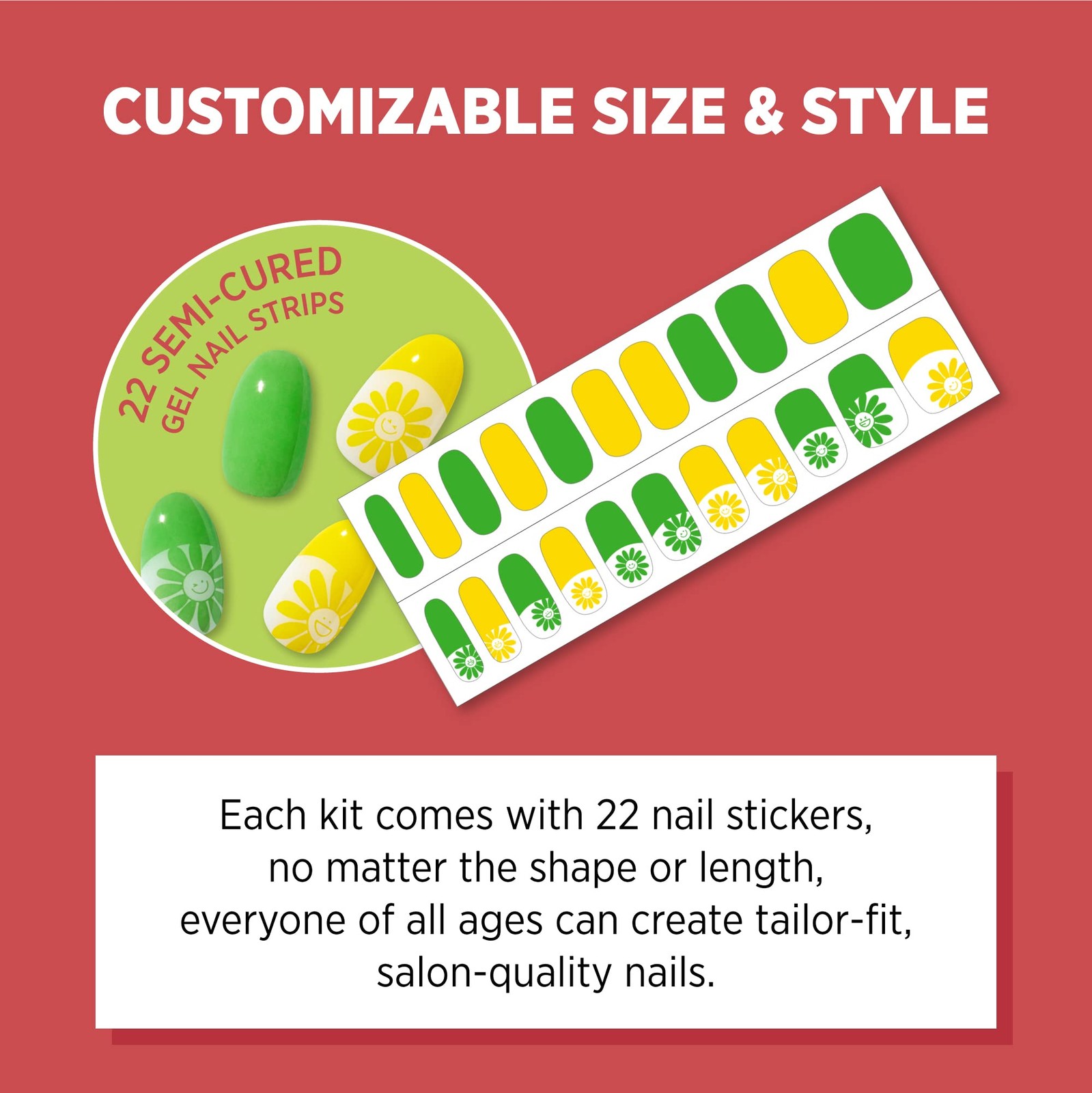 Hip Chic Nailed It Semi-cured Gel Nail Strip, Flower Mood, 22 Strips