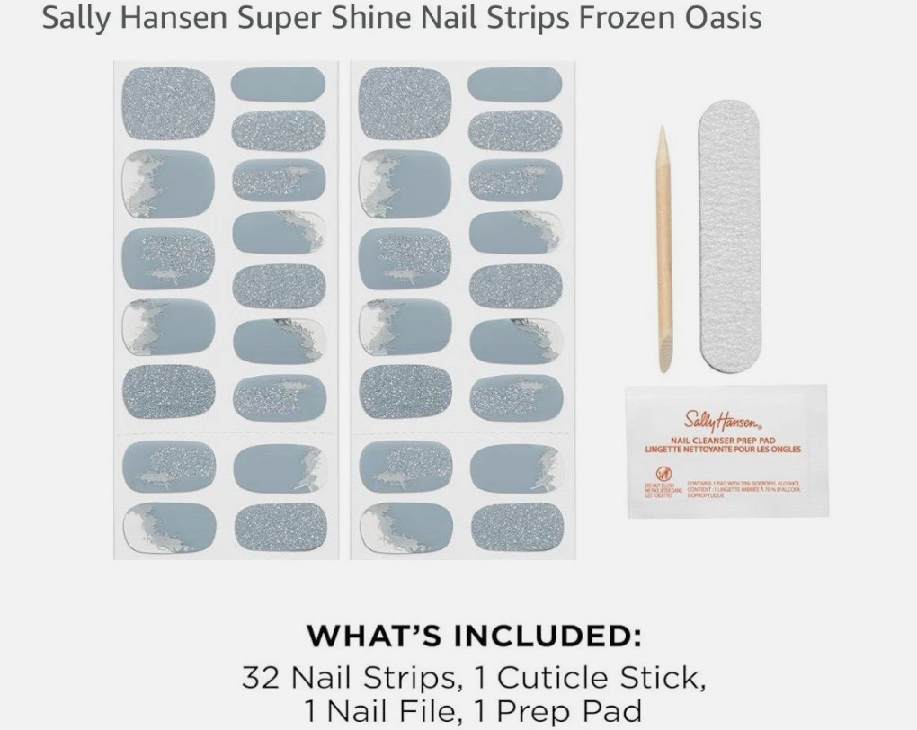 2 Packs Sally Hansen Salon Effects Nail Strips 2010 Frozen Oasis No UV Needed