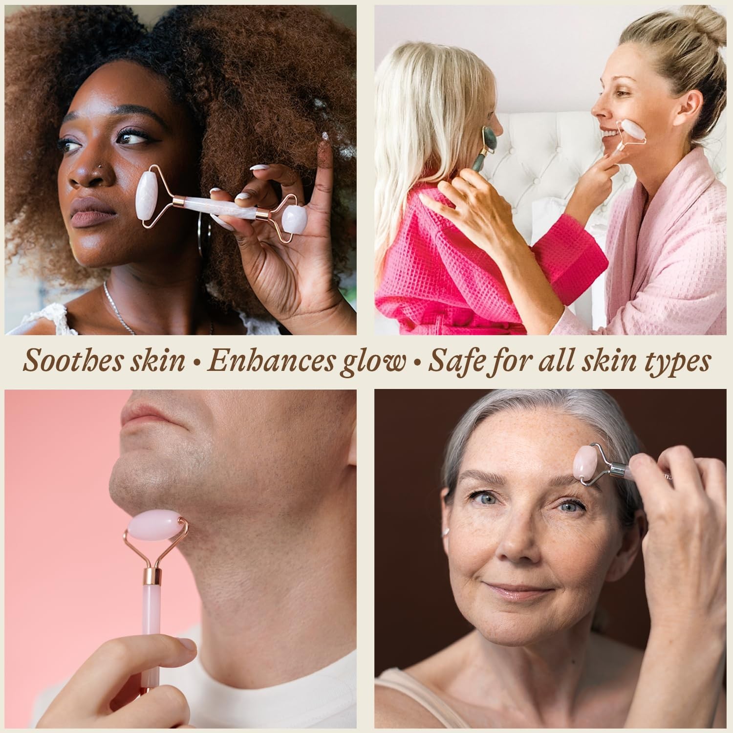Rose Quartz Face Roller – Relaxation Gifts 1 Count (Pack of 1),