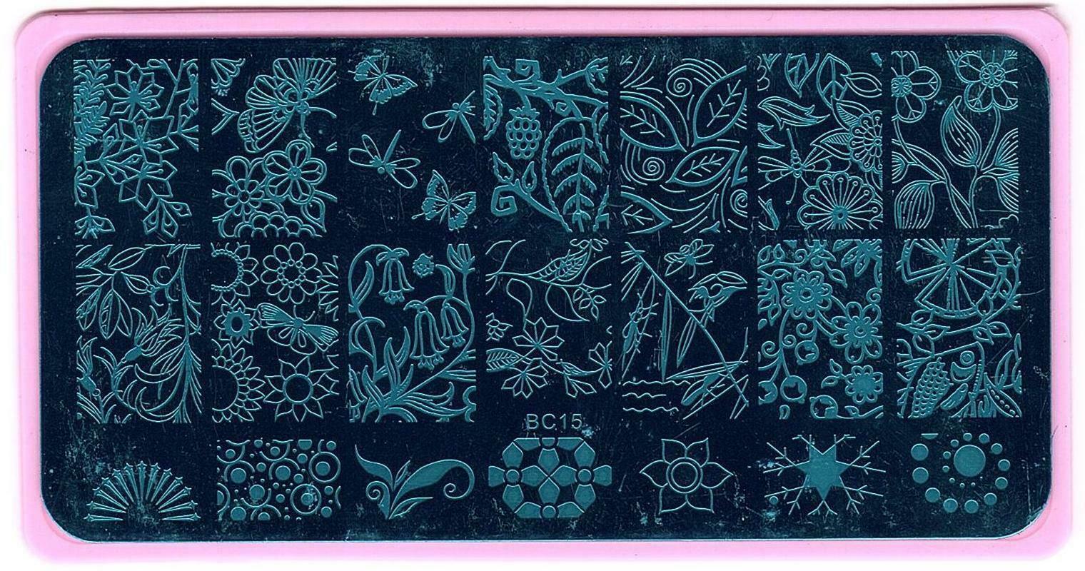 Nail Art Different Designs Stamping Image Plates with Pink Holder BC11 to BC15