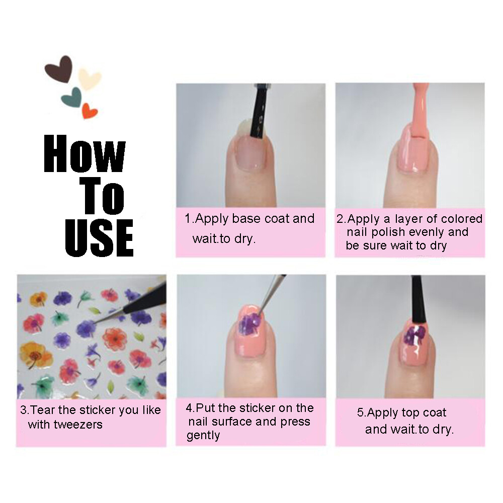 Drawing Pattern Nail Stickers Waterproof Nail Art Design DIY Decals Easy Use