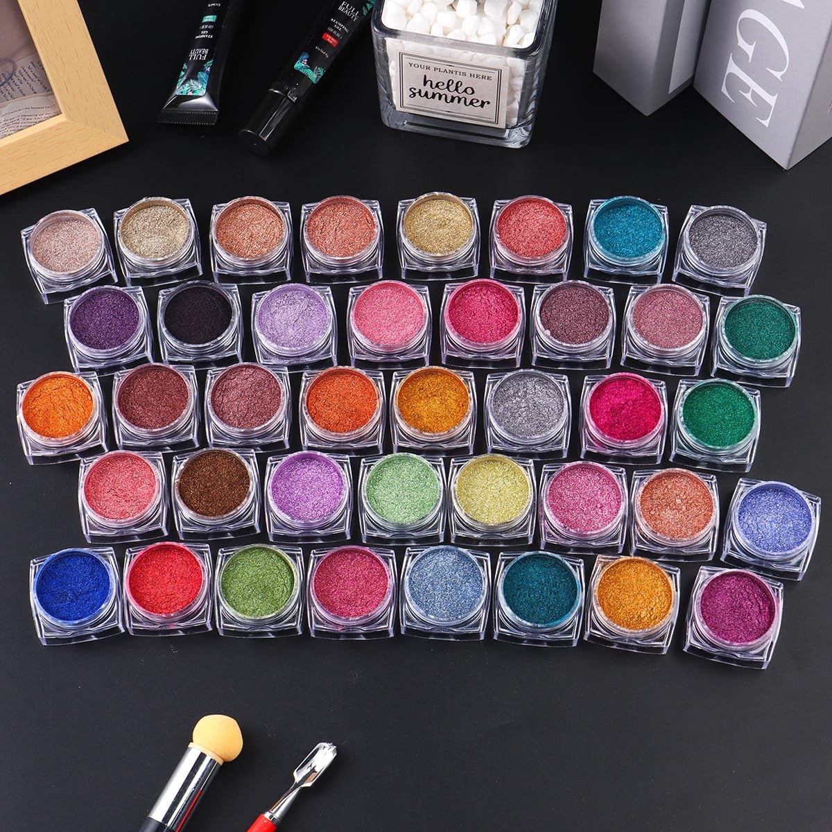 40 Colors Metallic Mirror Chrome Nail Powder Set, Professional Metallic Mirro…
