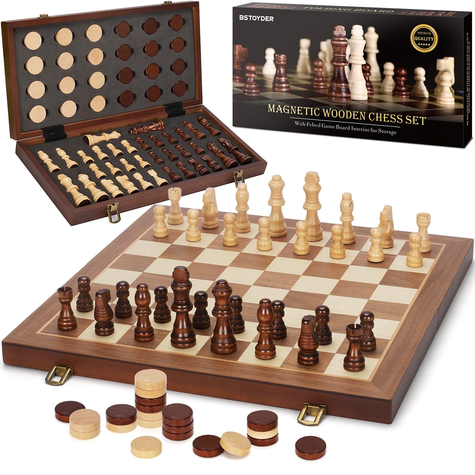 2 in 1 Magnetic Wooden 15×15 inches unfolded, 15×7.5 folded, Brown