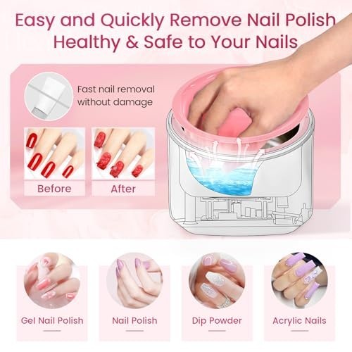 Heated Nail Soaking Bowl – 50% Faster Soak Off for Beginners & Home Salon Use