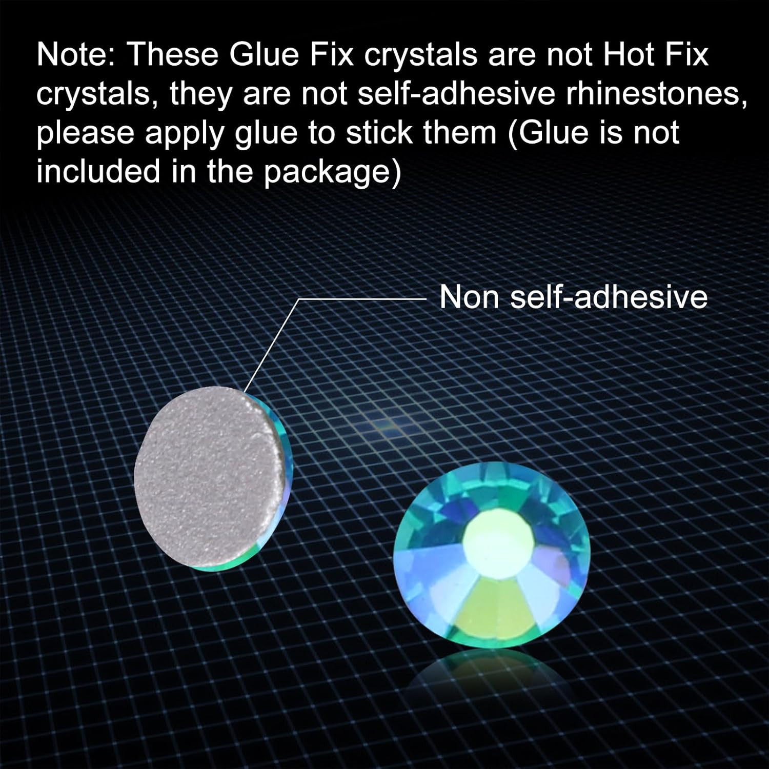 Glue Fix Crystal Flatback Rhinestones Glass Diamantes Gems for Nail Art Crafts D