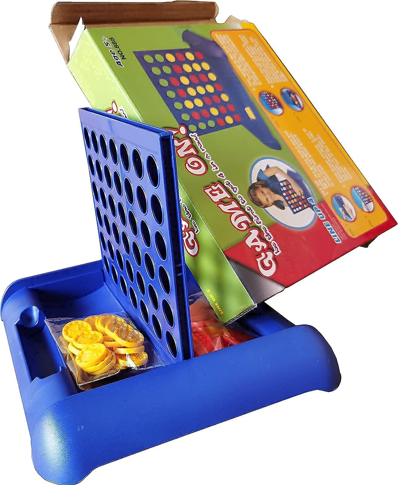 4 IN A ROW Board Games Foldable Line up 4 Toys 9.25*7.5*8.46 inches, Blue