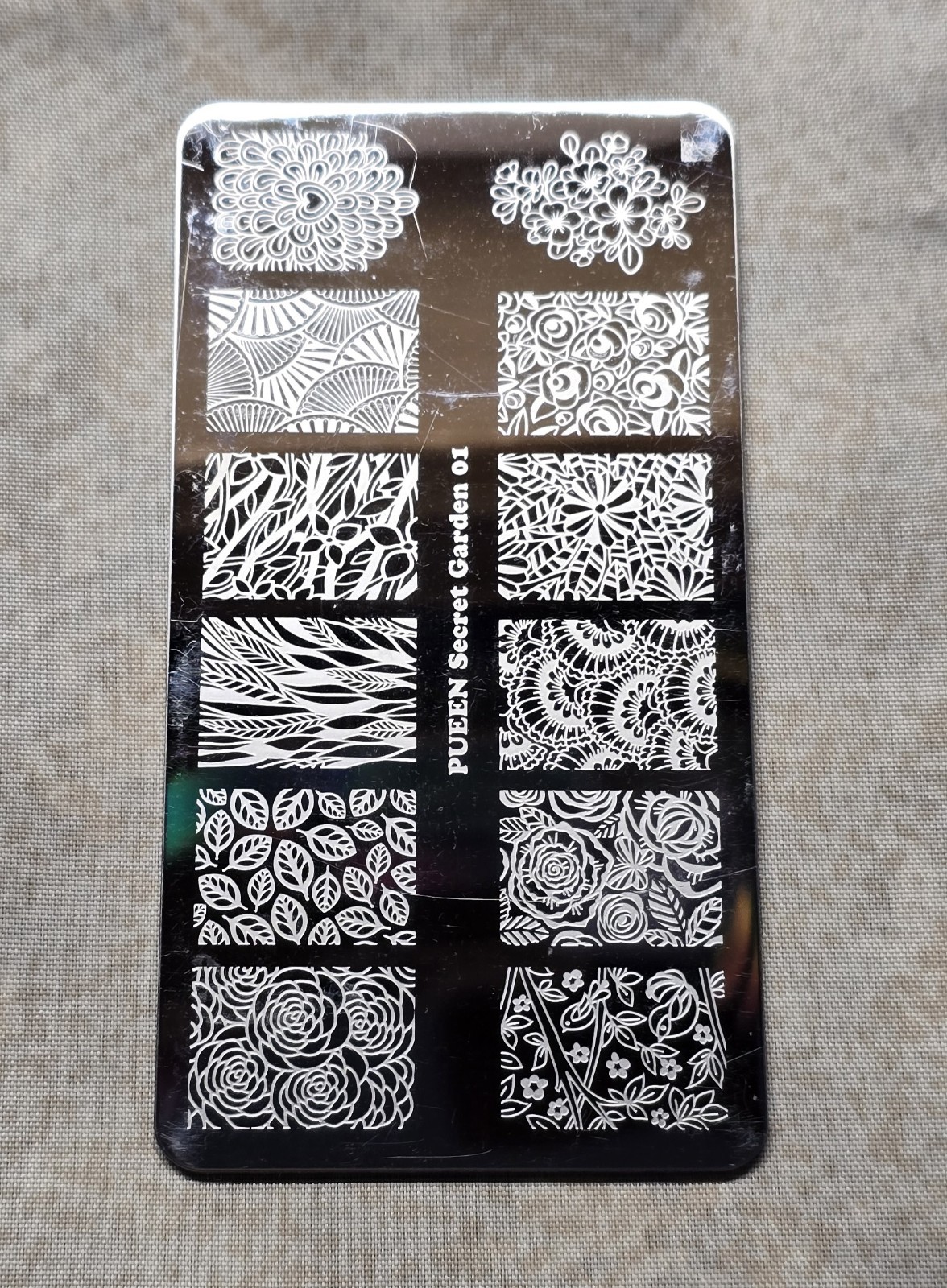 Nail Art Stamp Plate Pueen Secret Garden 01 Floral Leaf Leaves Flower Collage
