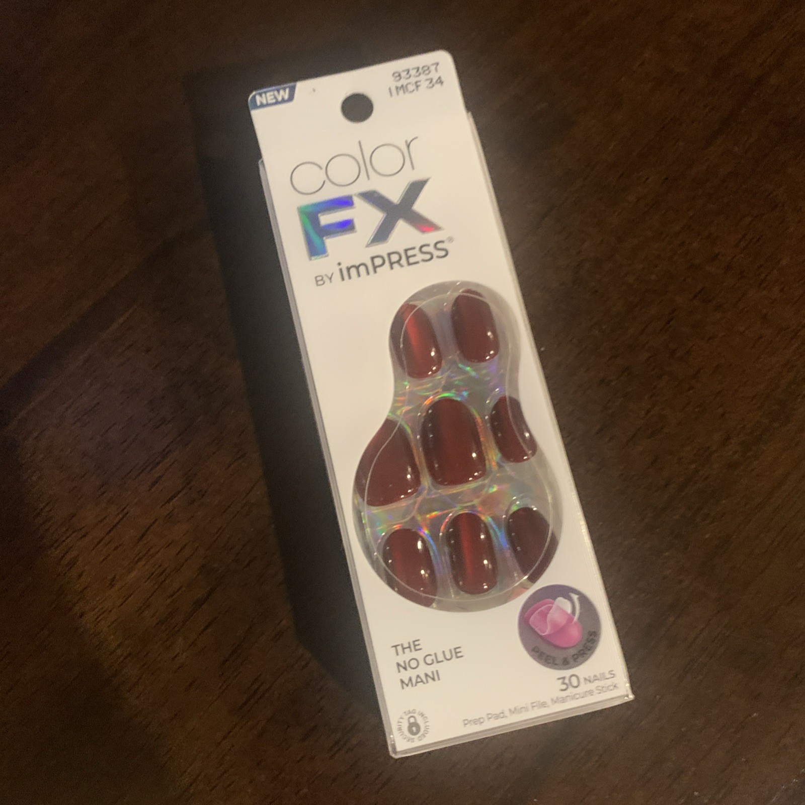 No Glue Press On Nails ColorFX ‘Hidden Gem’ – Red Short Oval, 30 Count Kit