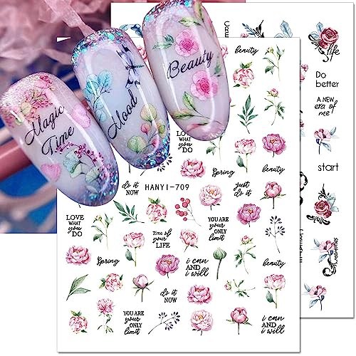 8 Sheets 3D Flower Nail Stickers – Spring & Summer Colorful Floral Nail Art