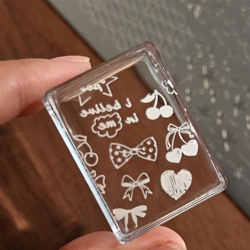 Reusable Nail Plate Checkered Lace Pattern Manicure Stencil Easy Transfer Design