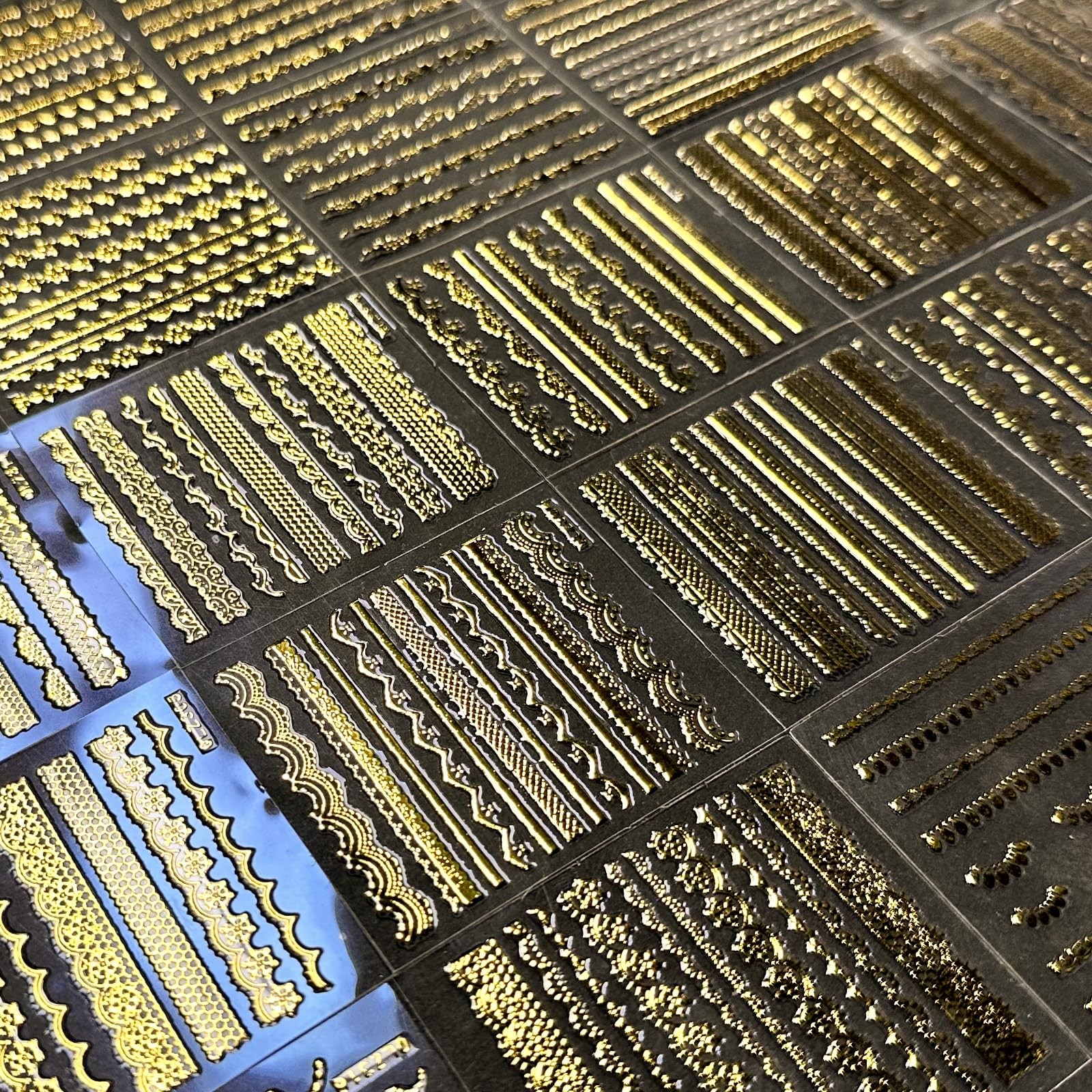 30 Sheets Gold Line Nail Art Stickers Gold Lace Nail Stickers 3D Self-Adhesive G