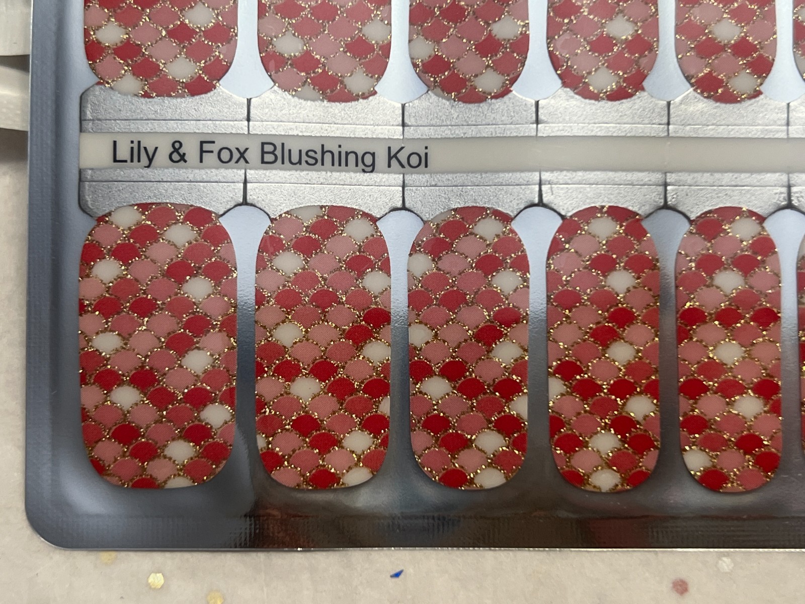 1 SET Lily and Fox Nail Wraps Stickers Self Stick Manicure Sealed Blushing Koi