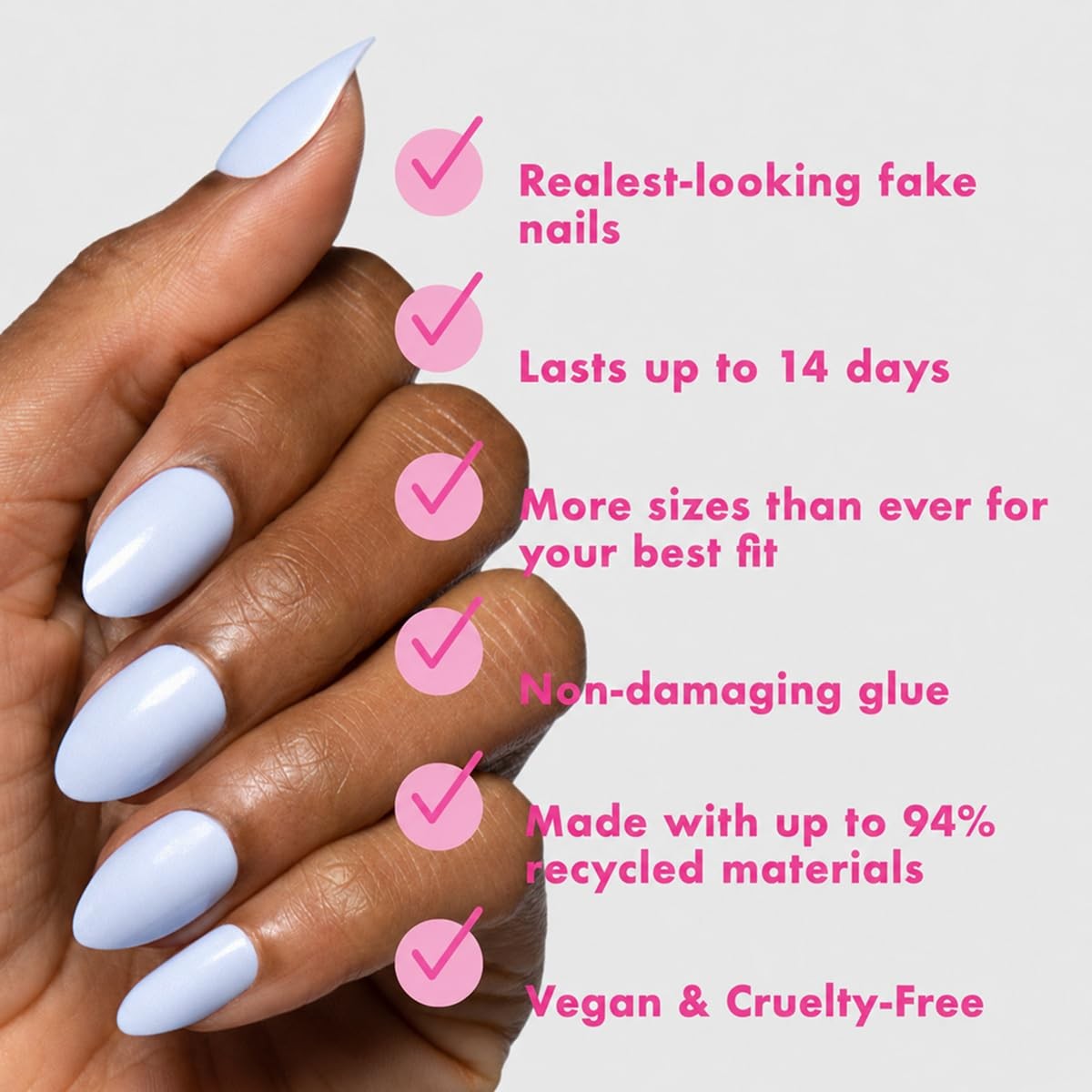 Instant Mani Press-On Nails, BP, Medium, Almond | Salon-quality glue-on manicure