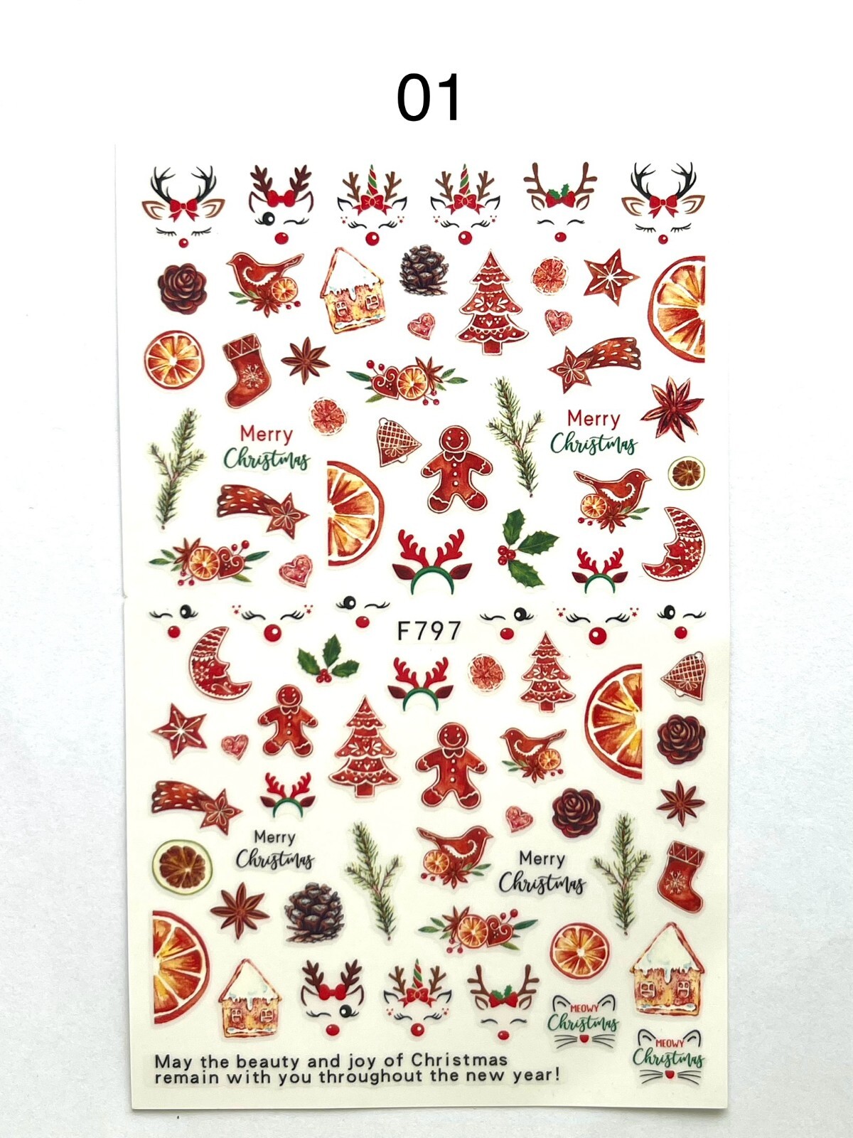 Nail Art Stickers Decals Christmas Snowflake Snowman Reindeer Santa Xmas Festive
