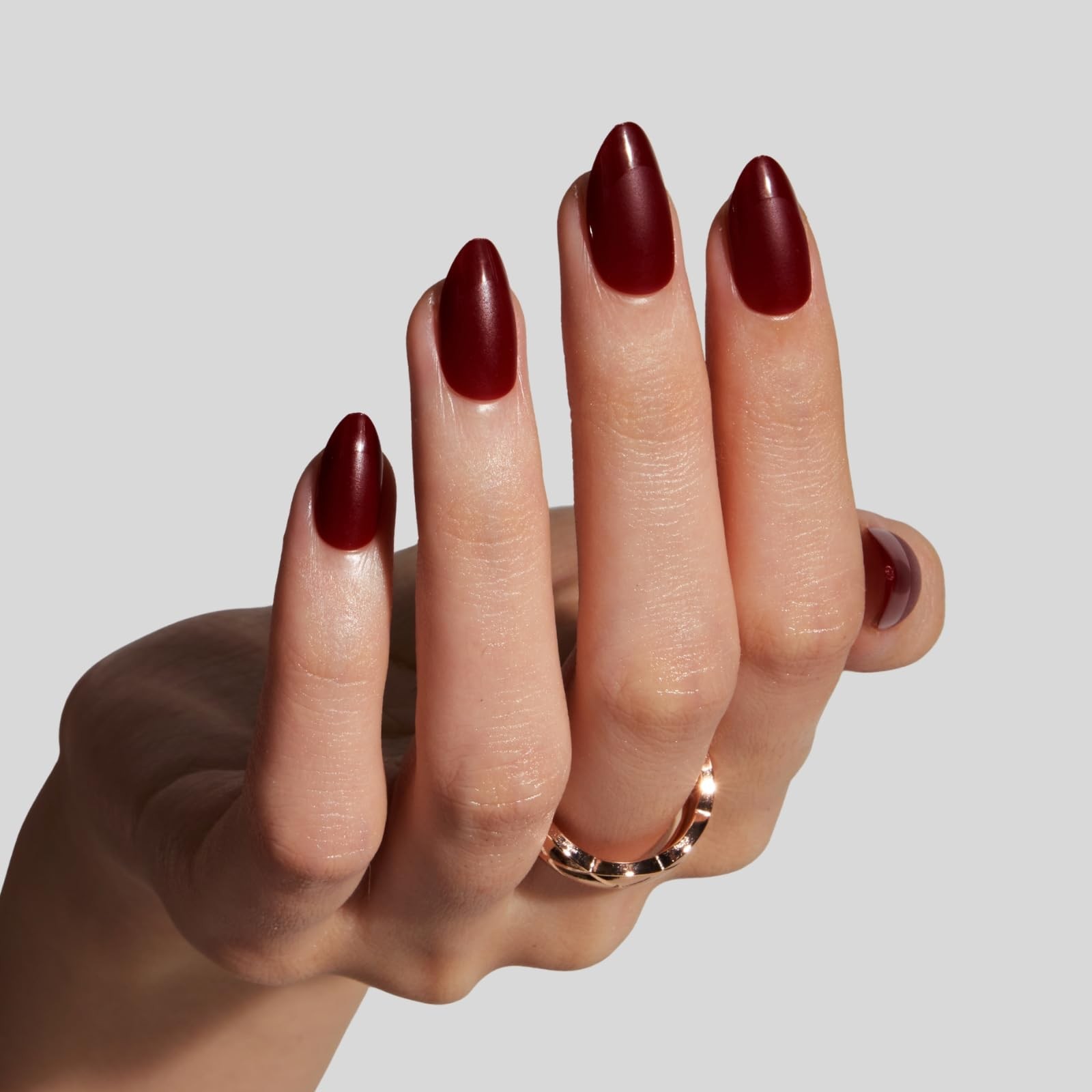32Pcs Burgundy Red French Tip False Nails – Short Almond Press on Nails kit w…