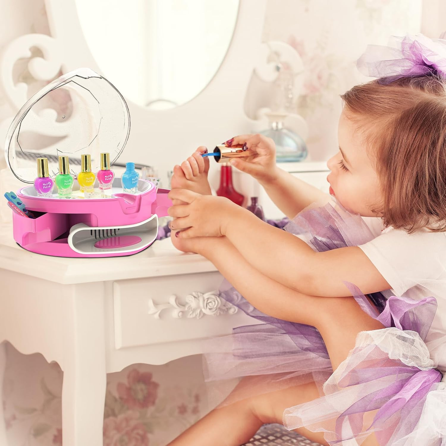 Kids Nail Polish Set for Girls, Nail Art Kit for Kids with All-In-One Organizer