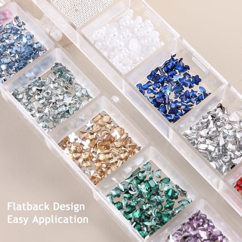 3D Mini Nail Charms Set, Multi-Shape Colorful Tiny Nail Gems & Mini