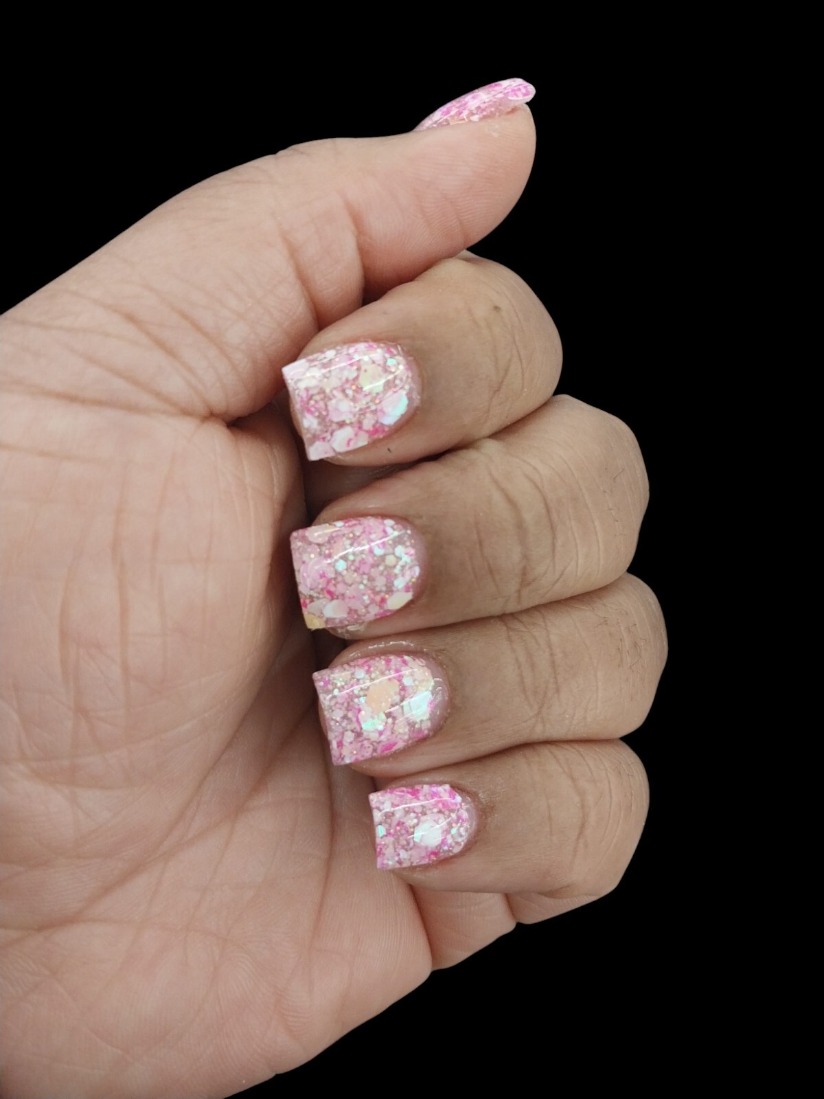 Love Potion Glitter Acrylic Valentines Day Pink Holographic Dip