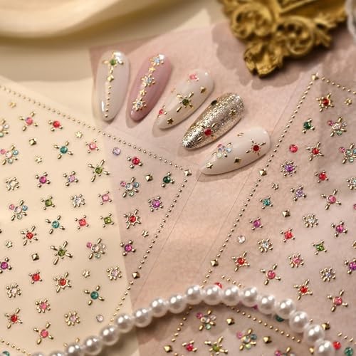 Gold Star Nail Stickers 5D Embossed Gold Nail Decals Style A48 Contemporary