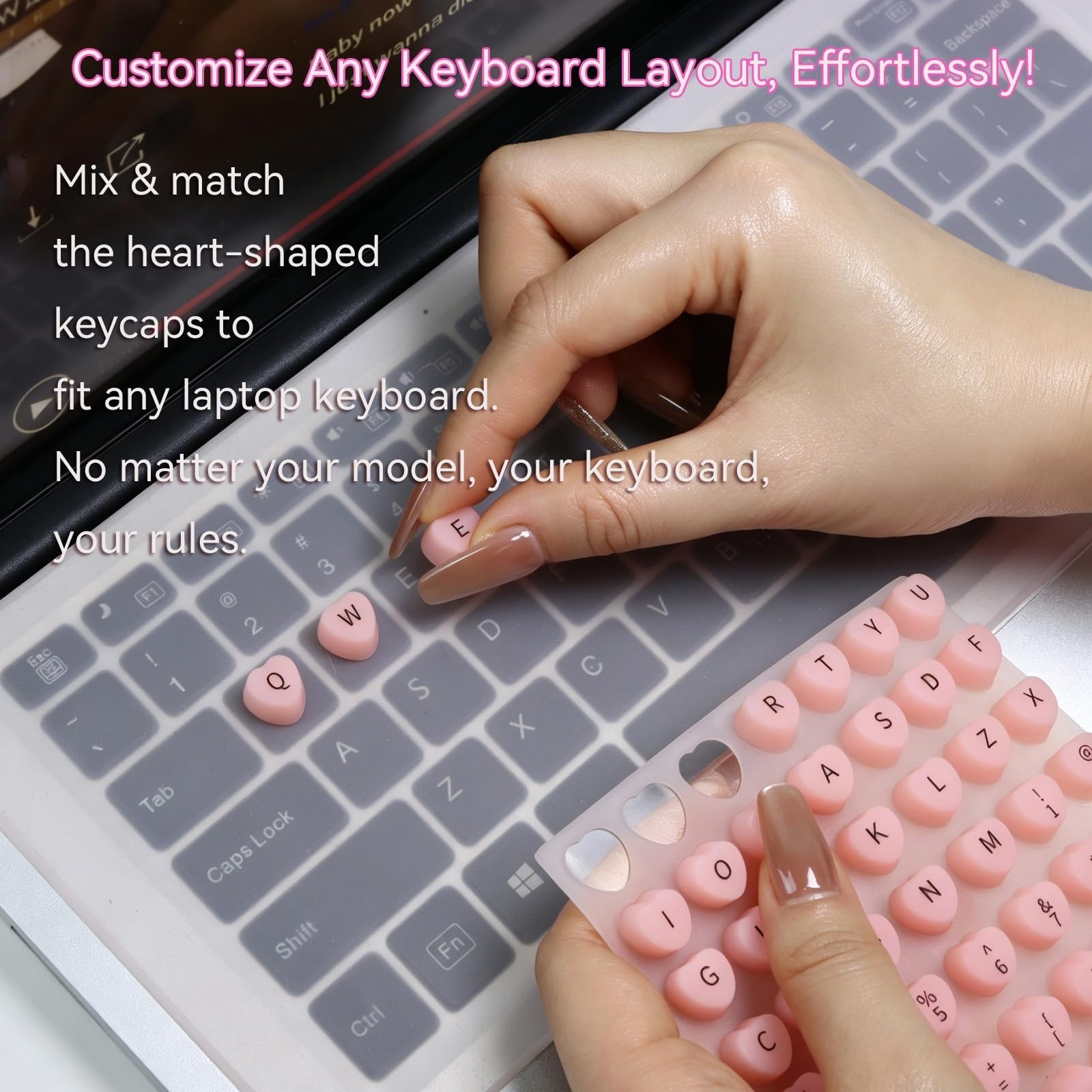 Long Nail Keyboard Stickers & Cover – 119 Keys for 15-17″ Laptops, Gift Set