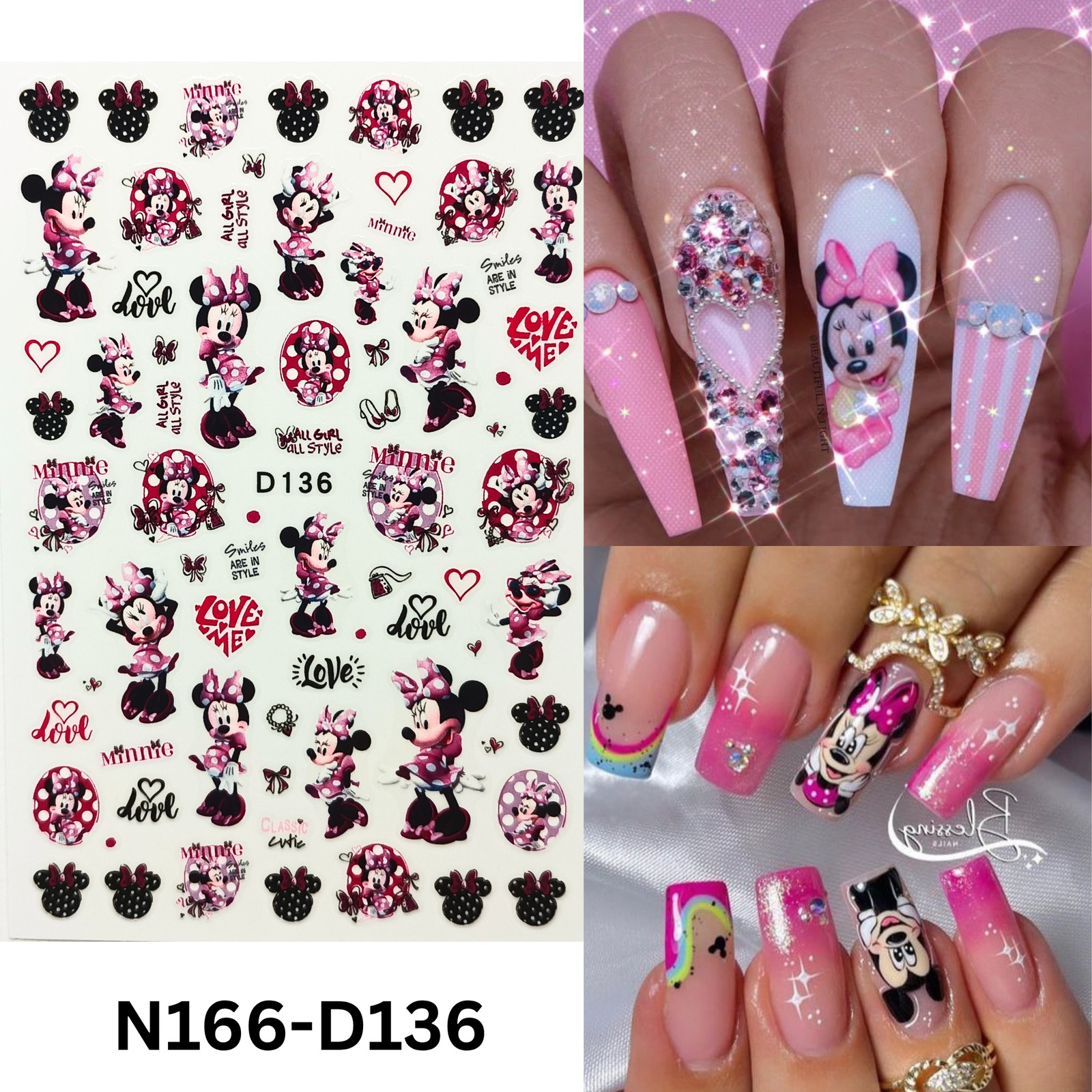 Cute Cartoon Mickey & Minnie Nail Stickers – Fun Nail Art for Girls