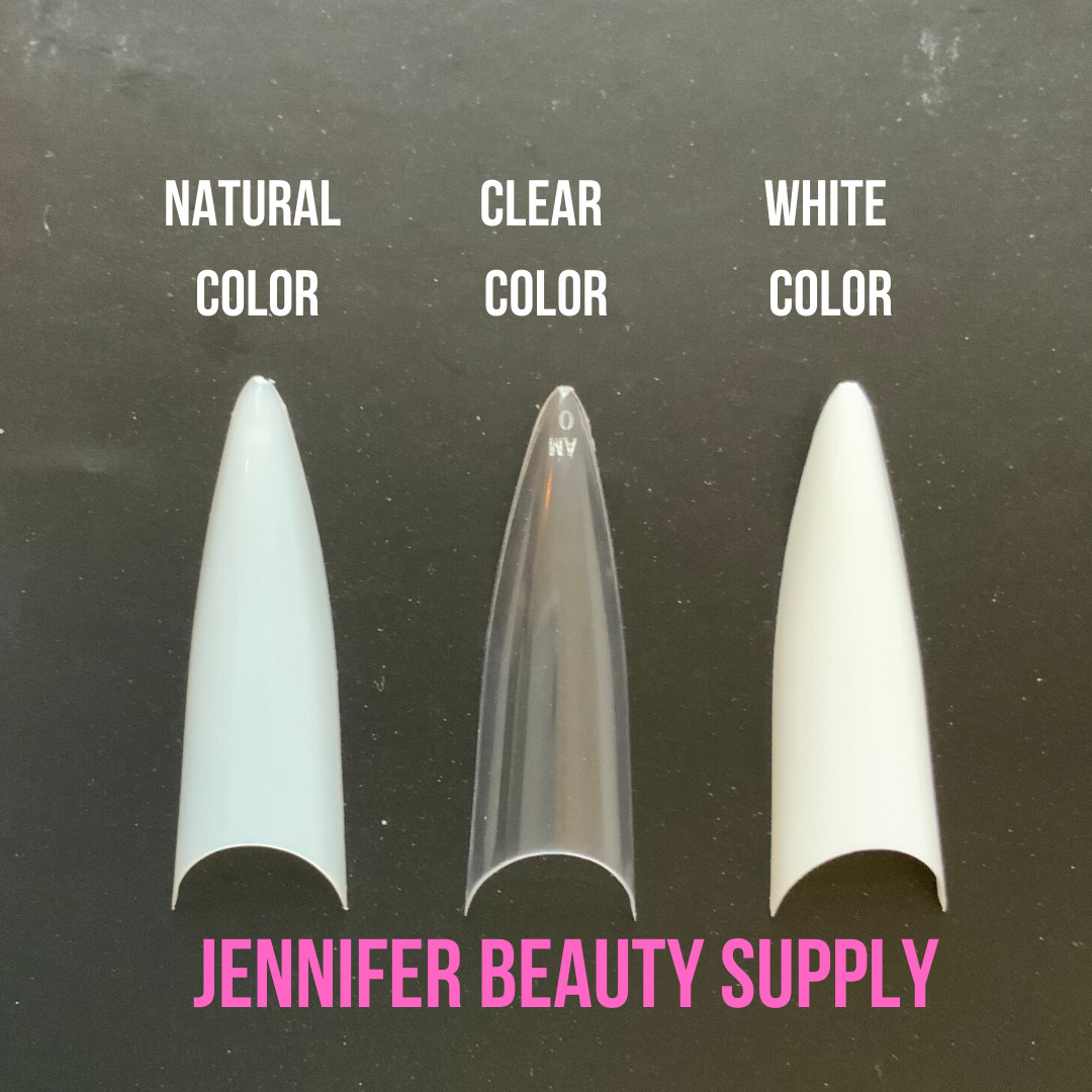 US 500 -1000 PCS FALSE NAIL TIPS GIRLS LONG STILETTO POINTY FRENCH COFFIN NAILS