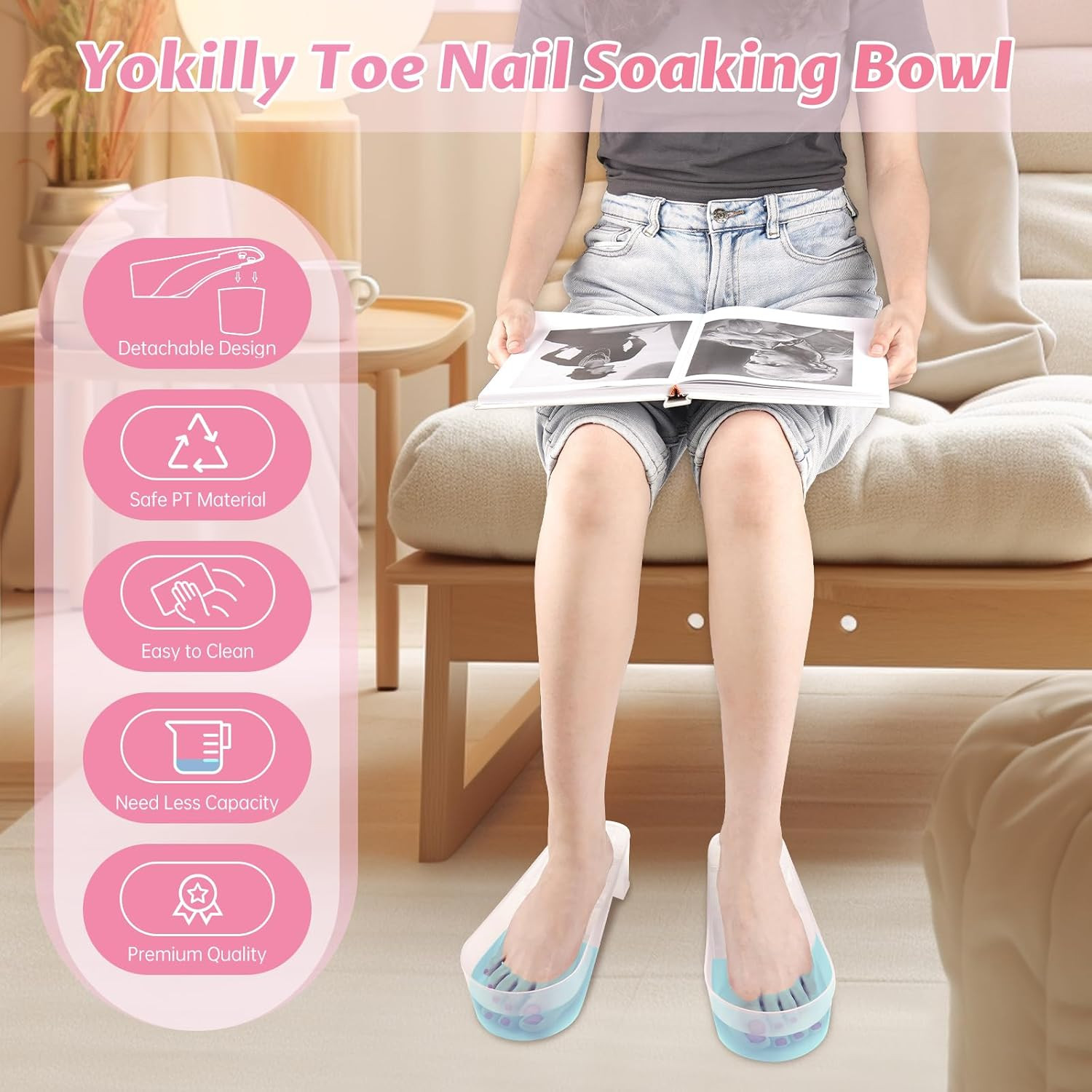Toe Nail Soaking Bowl, 2 PCS Toenails Soak off Bowl, Shoe Design Foot Bath Soak