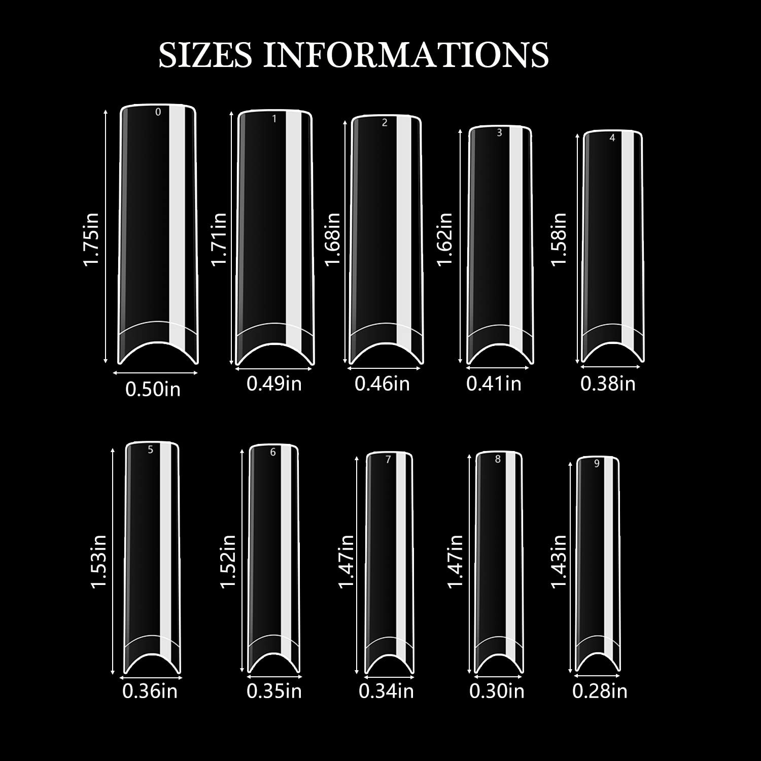 500Pcs Flattened No C Curve XXL Square Clear Half Cover Nail Tips