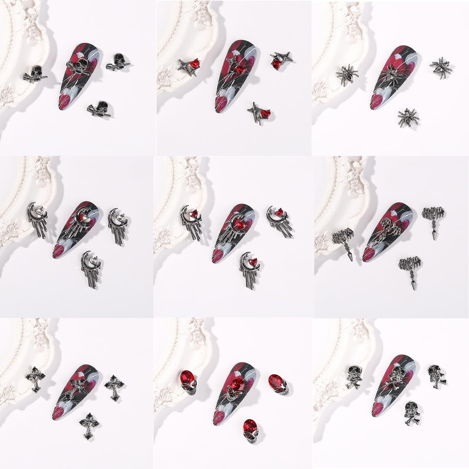 32 Pcs Halloween Nail Charms 3D Alloy Nail Art Charms Supplies for Women