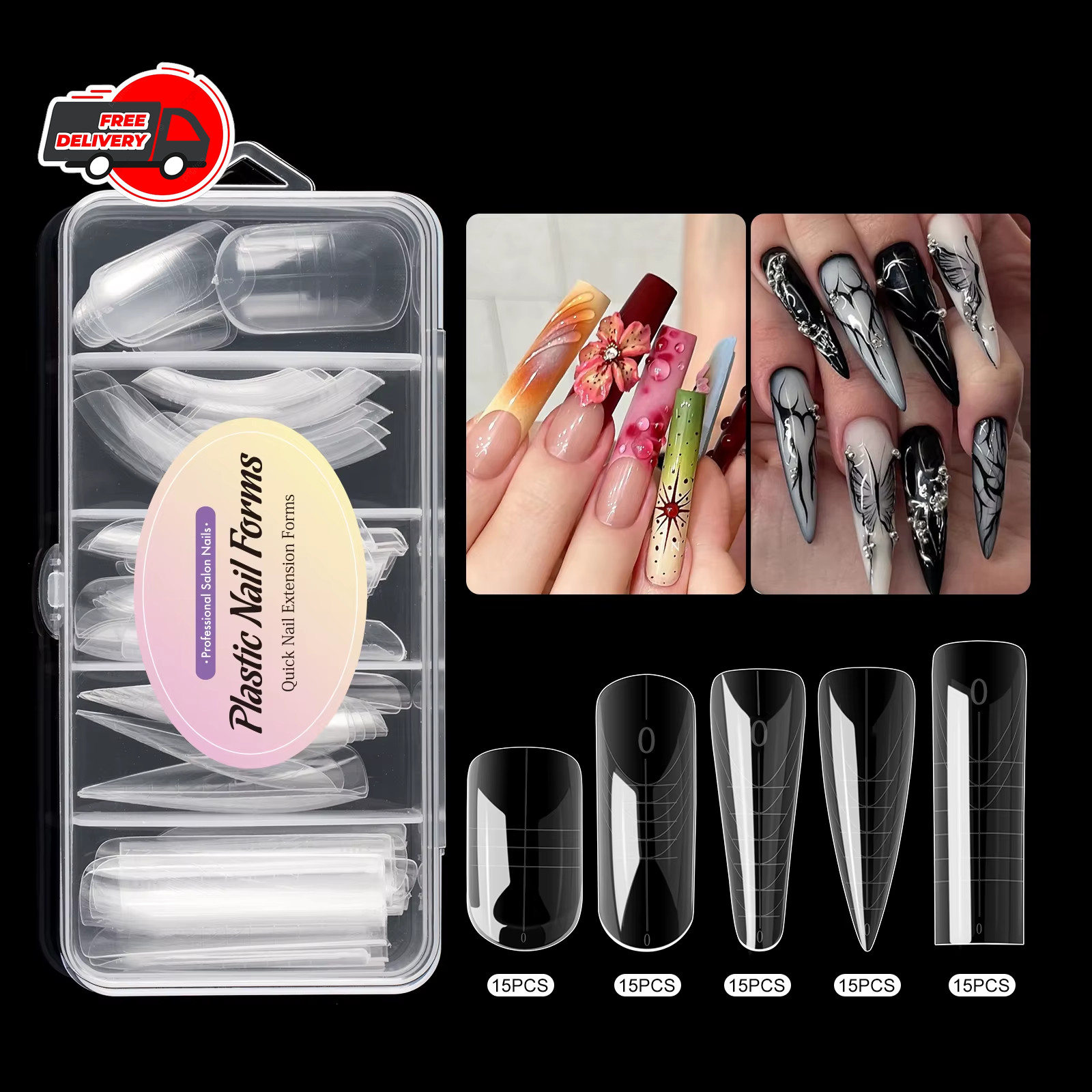 Square Dual Nail Form Tips Full Cover Acrylic Extension Molds Quick Build LargeX