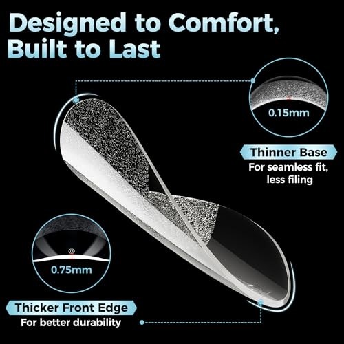 Gel Nail Tips 360Pcs, Pre Etched Nail Tips Almond Shape Full Cover Short Almond