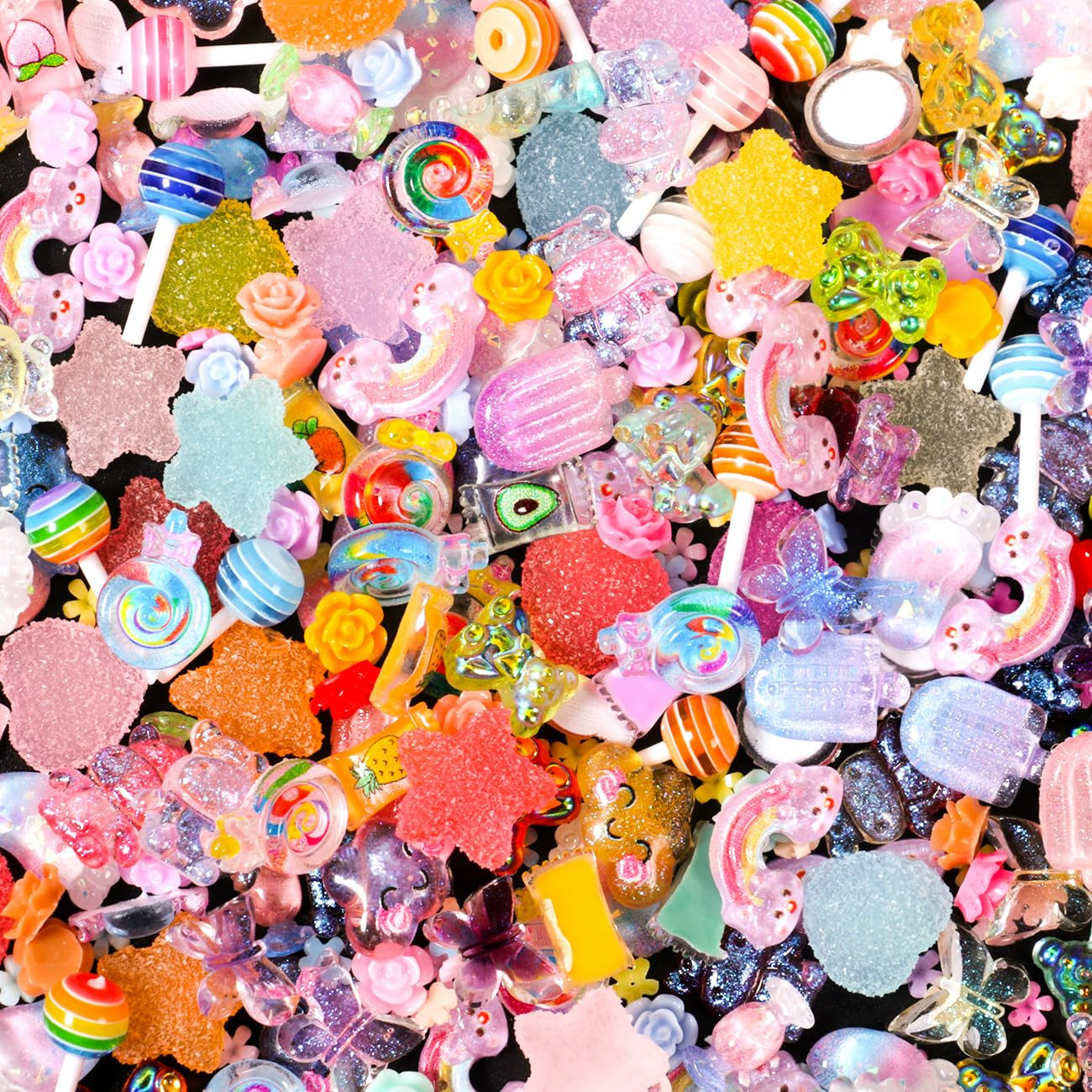3D Mix Assorted Color Nail Charms Acrylic Multi Cute Nail Art Charms Hollow Cand