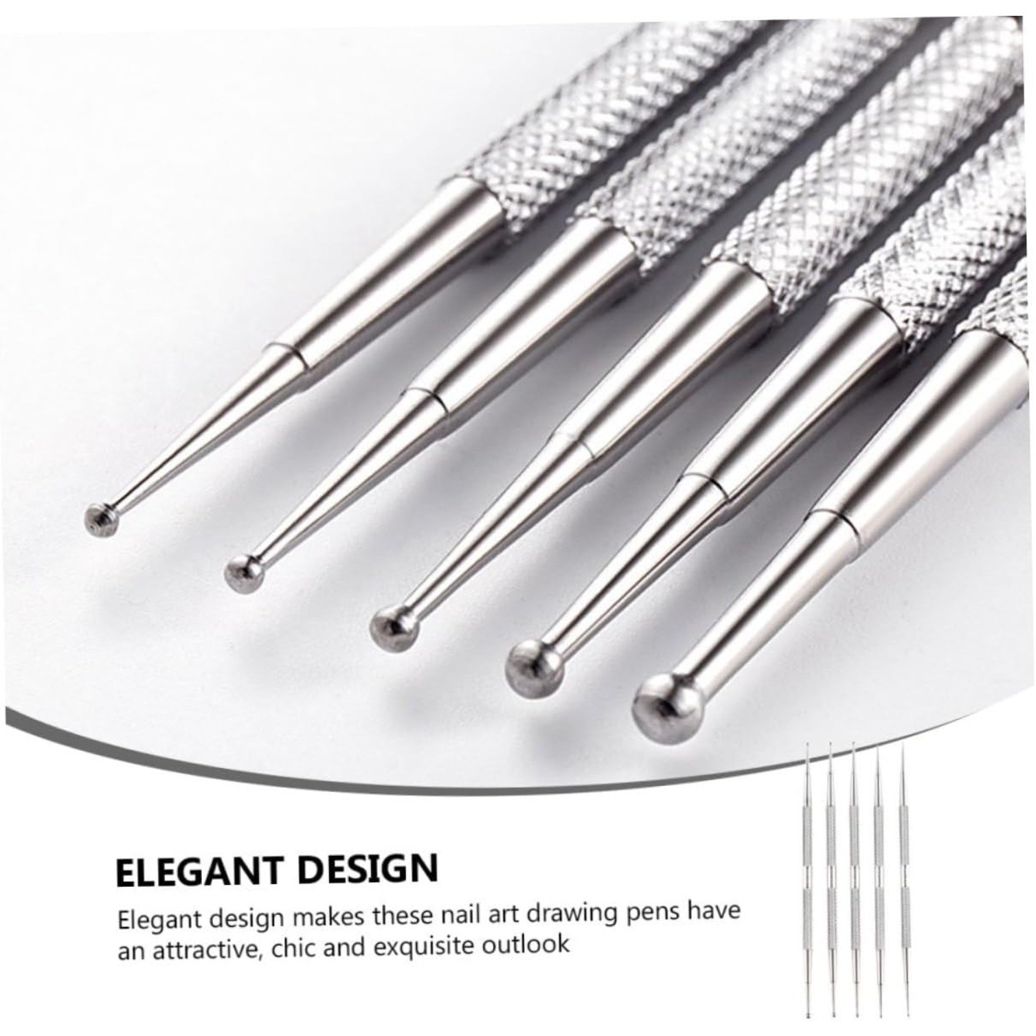 5pcs Stainless steel nail art pen double head type manicure drawing tools diy