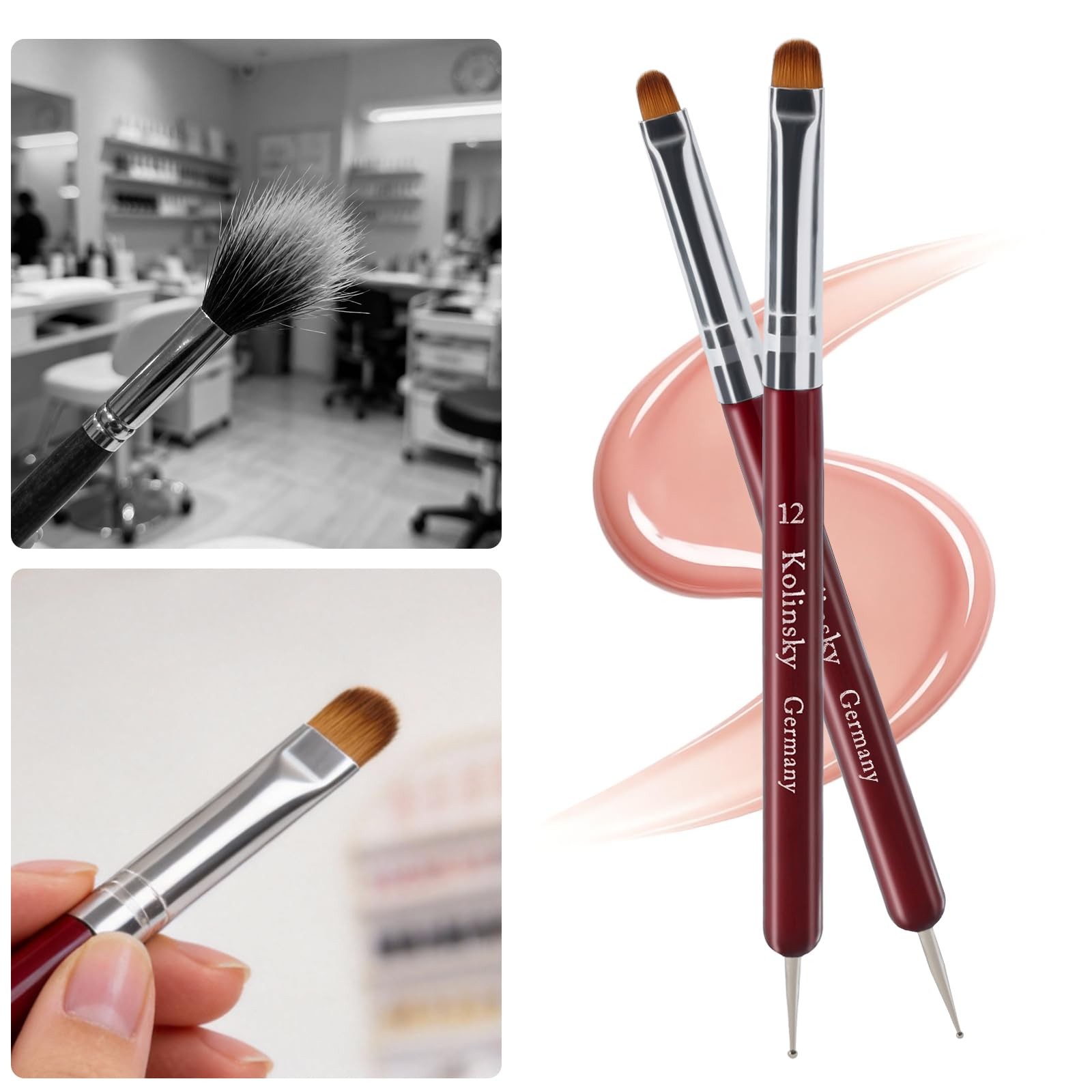 SIMPOR 4 Pieces French Tip Nail Brush and Clean Up Brush Set, Dual Ended Acry…