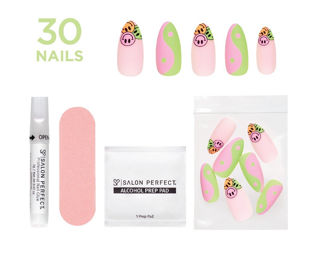Salon Perfect Modern Nostalgia Press On Nails Ying Yang Medium Almond Shape