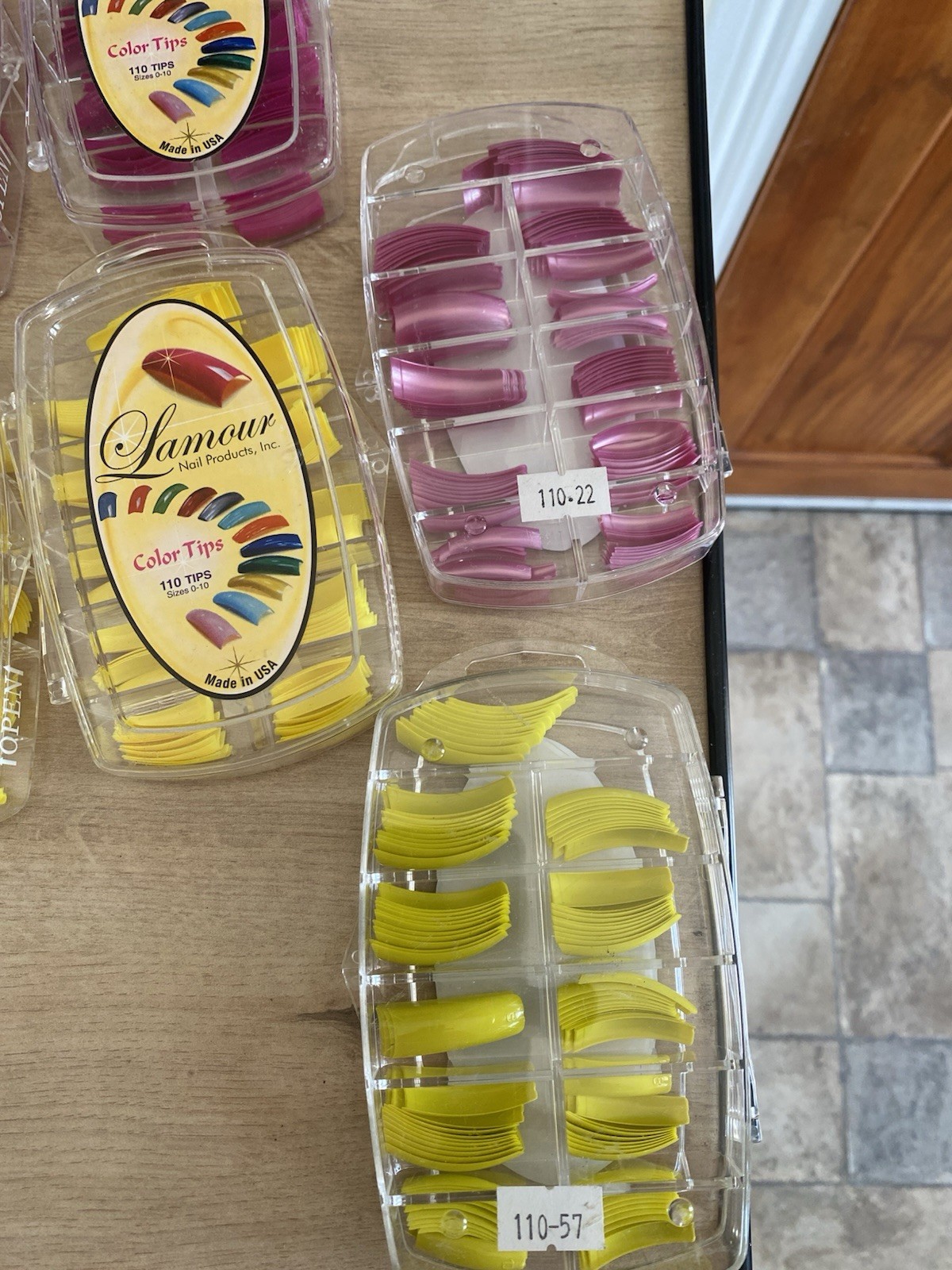 Lamour Nail Products Coloured Tips 5 Yellow 5 Purple 1100 Total USA 0-10
