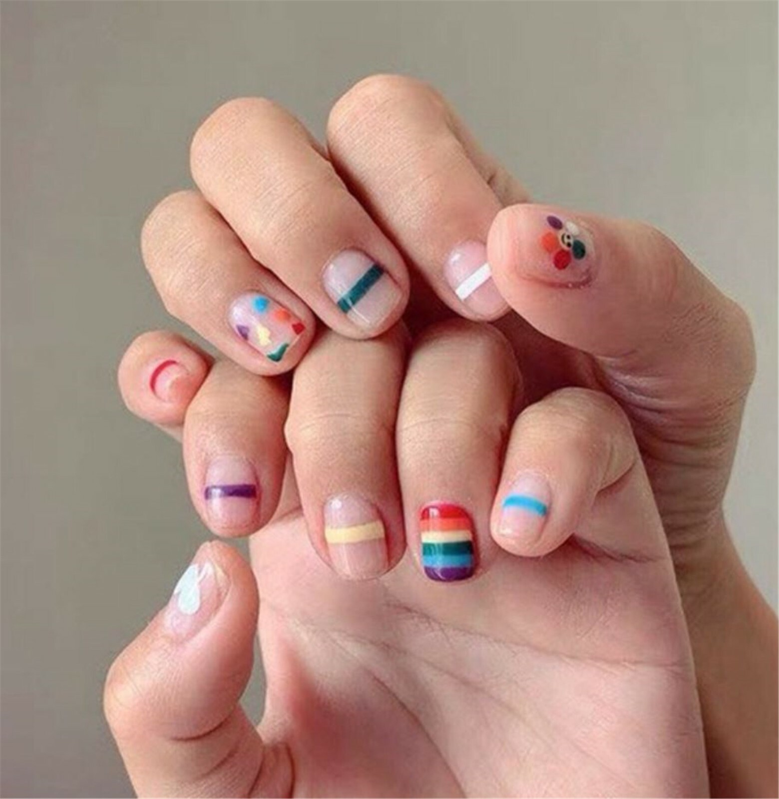1 DIY Adhesive Nail Art Flowers or Rainbow Sticker Seal Manicure Tape Decals