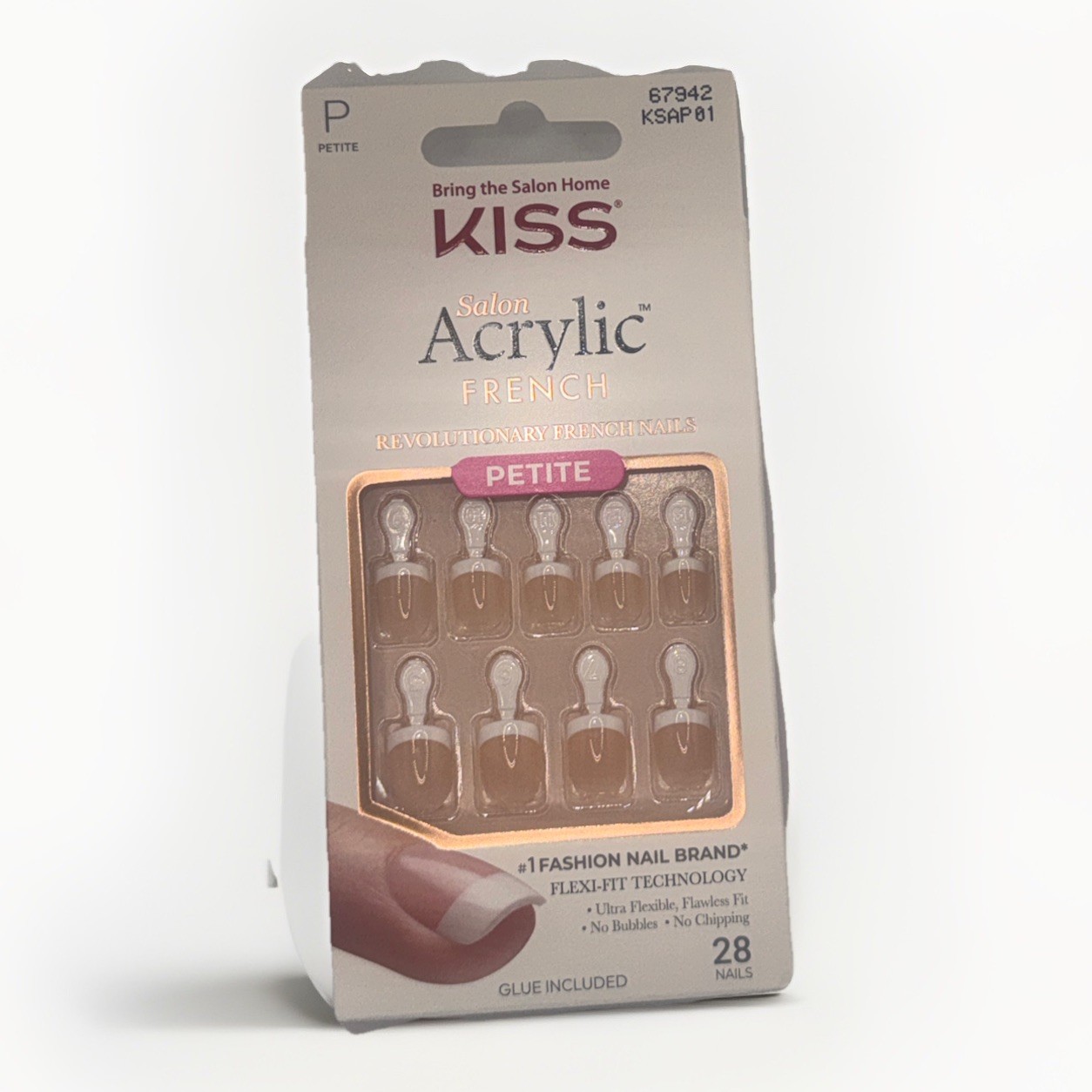 Kiss Salon Acrylic French Nude Natural Nails KANP01 Petite 67942 (1 Pack)