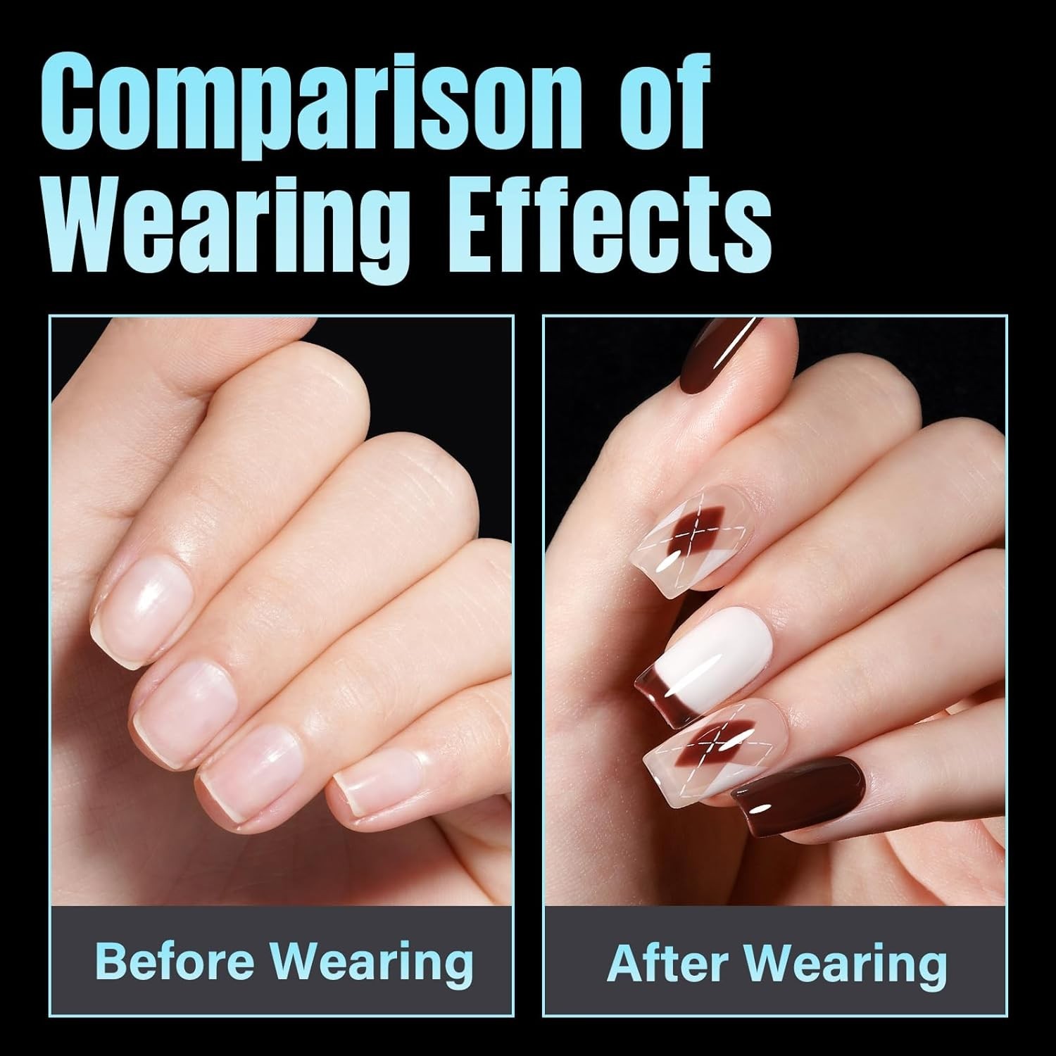 Nail Tips, 240Pcs Half Matte Press on Full Cover Acrylic Nails, Short Square