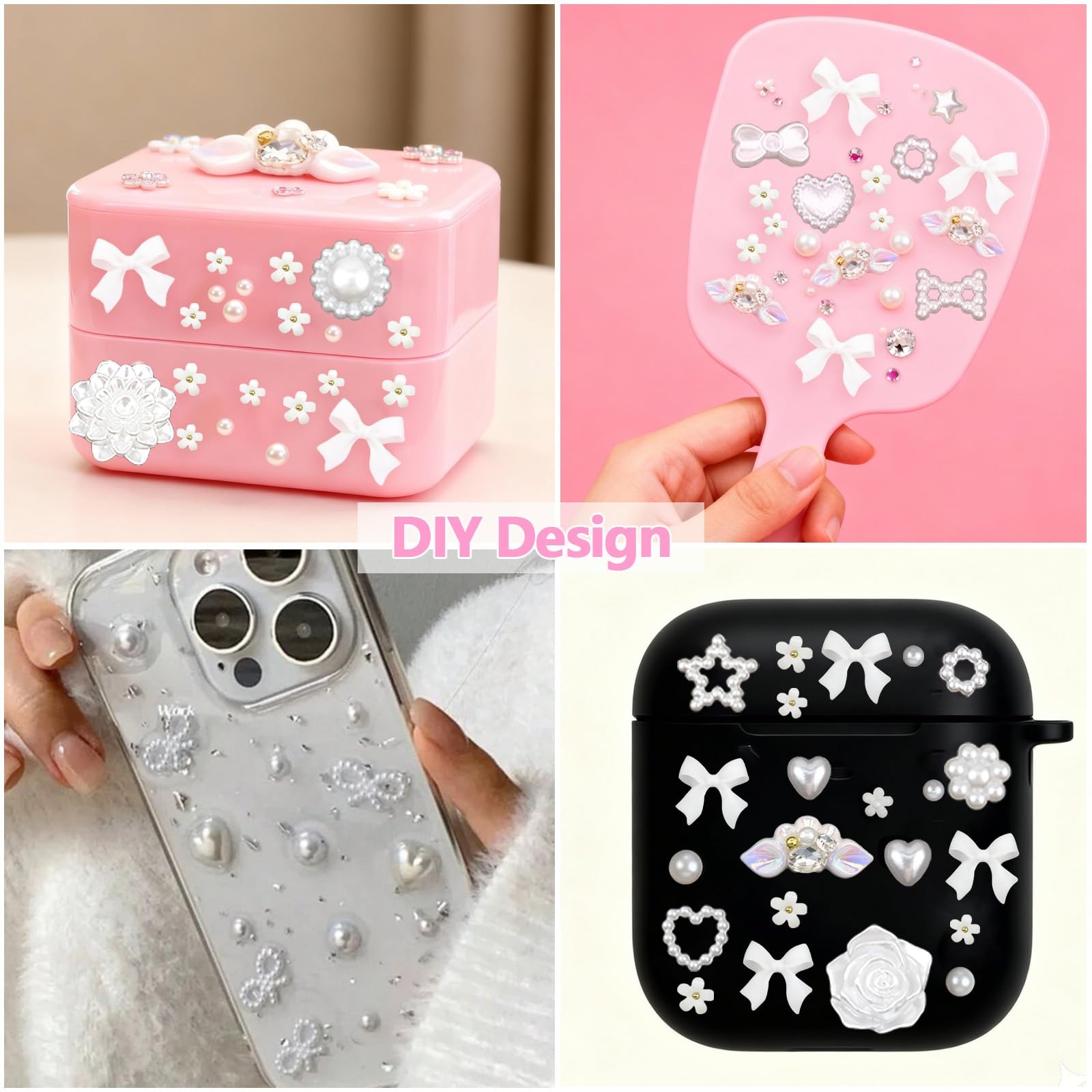 SEMATA Bedazzling Kit Flatback Pearls Flower Bow Gems Crafts 11-Colorful