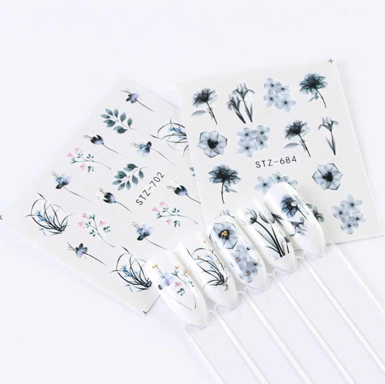 Nail Art Water Transfer Sticker Flower Rose Butterfly Lily Seashell Decals NS5
