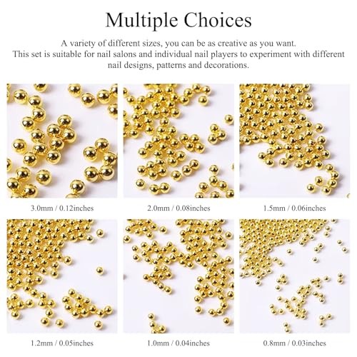 Silver Gold Nail Charms 2 Boxes Round Balls Caviar Beads for Gold and Silver