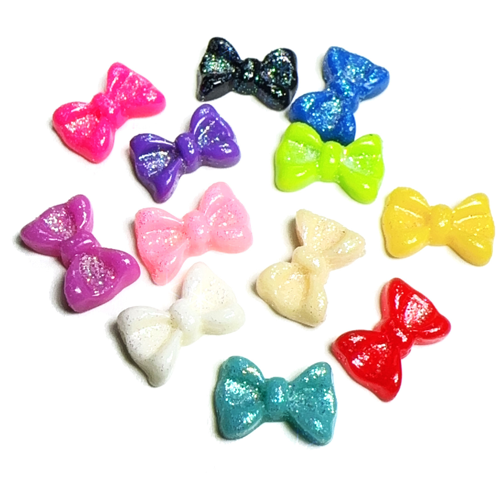 [DDP] 40pcs Mixed 3D Bowknot Resin Nail Art with Glitter DIY Nail Art Decoration