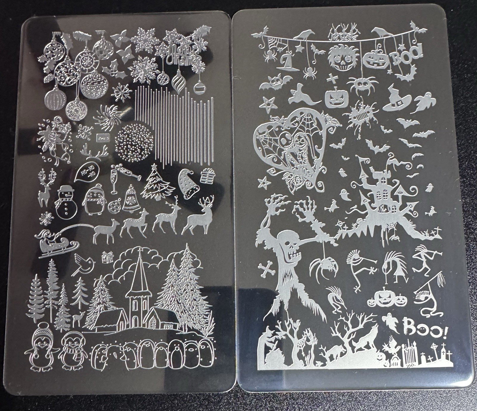 Ejiubas EJB-X07 EJB-X08 Christmas Halloween Double Sided Nail Stamping Plates