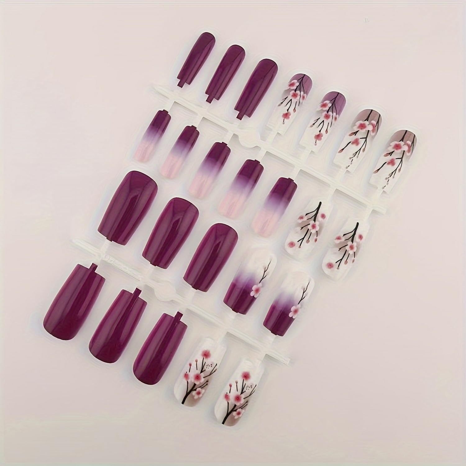 GRITOSE 24pc Square False Nails style16 Purple White