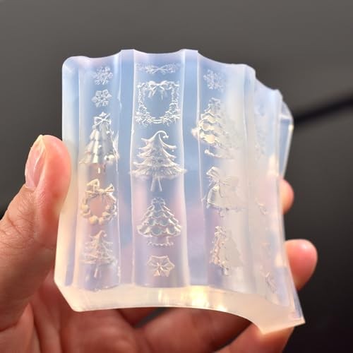 Christmas Nail Mold 3D Silicone Tools Snowman Bows Nails Xmas Tree Snowflakes