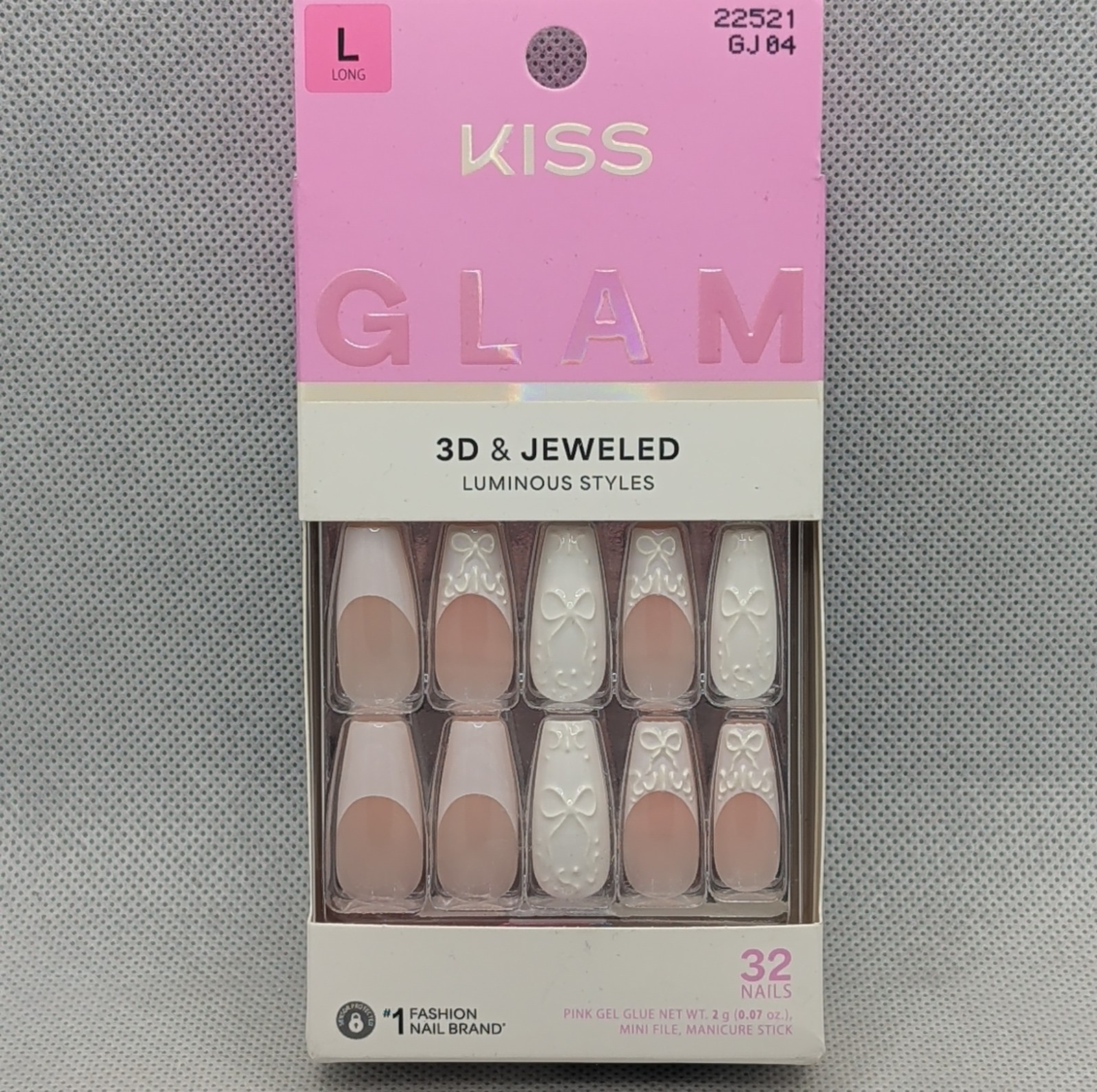 Kiss Glam Press-On Manicure Nails Long Breath Of Harmony Gel Glue Included